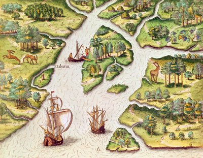Les Français érigent une colonne avec les armoiries royales, de 